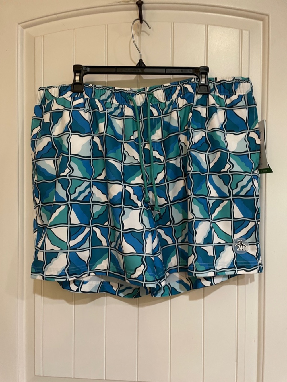 Penguin by munsingwear XXL blue/green/white 5” inseam swim trunk NWT